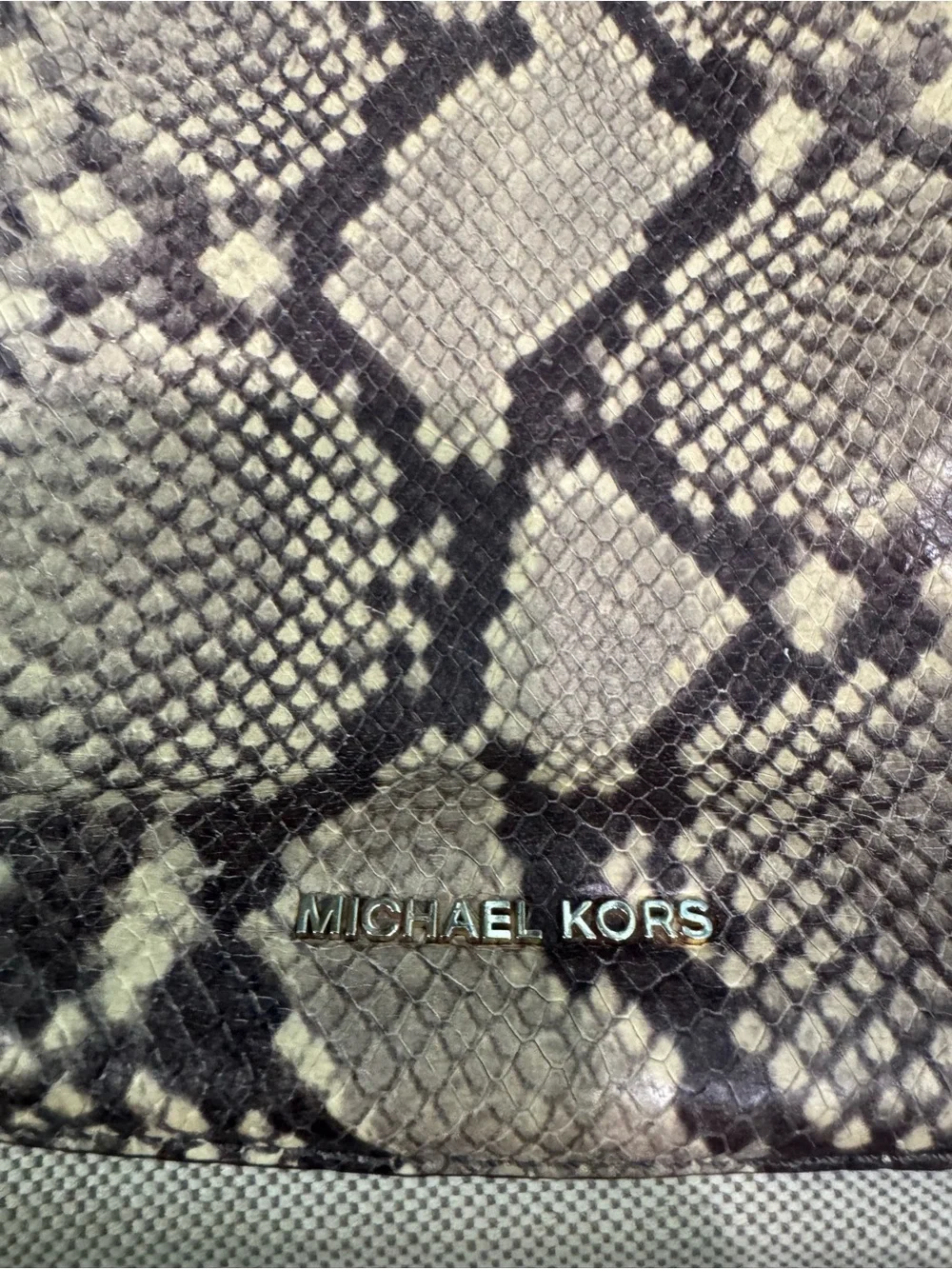 Michael Kors Beige Python-Print Hobo Bag